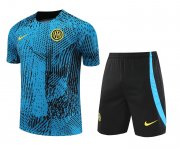 23-24 Inter Milan Blue Short Soccer Football Training Kit (Top + Short) Man