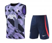 23-24 Liverpool Violet Soccer Football Training Kit (Singlet + Short) Man