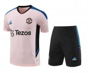 23-24 Manchester United Pink Short Soccer Football Training Kit (Top + Short) Man