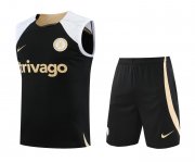 23-24 Chelsea Black Soccer Football Training Kit (Singlet + Short) Man