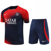 23-24 PSG Red - Navy Short Soccer Football Training Kit (Top + Short) Man