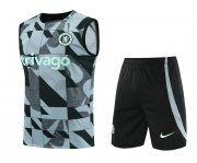 23-24 Chelsea Grey Soccer Football Training Kit (Singlet + Short) Man