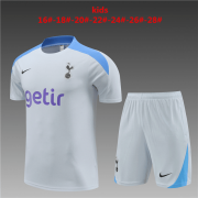24-25 Tottenham Hotspur Light Grey Short Soccer Football Training Kit (Top + Short) Youth