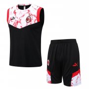 21-22 AC Milan Black Soccer Football Training Kit (Singlet + Short) Man