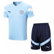 22-23 Manchester City Light Blue Short Soccer Football Training Kit ( Top + Short ) Man
