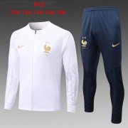 2022 France White Soccer Football Training Kit (Jacket + Pants) Youth