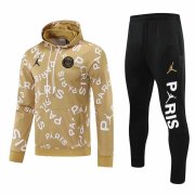 20-21 PSG x JORDAN Hoodie Gold Soccer Football Training Suit (Sweatshirt + Pants) Man