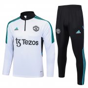 23-24 Manchester United White Soccer Football Training Kit (Sweatshirt + Pants) Man