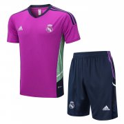 22-23 Real Madrid Purple Short Soccer Football Training Kit (Top + Short) Man