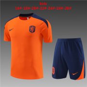 23-24 Netherlands Orange Short Soccer Football Training Kit (Top + Short) Youth