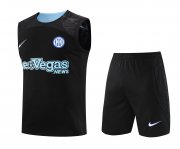 23-24 Inter Milan Black Soccer Football Training Kit (Singlet + Short) Man