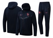 2022 France Hoodie Royal Soccer Football Training Kit (Jacket + Pants) Man