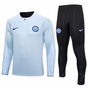 23-24 Inter Milan Light Grey Soccer Football Training Kit (Sweatshirt + Pants) Man