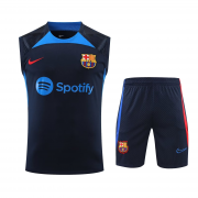 22-23 Barcelona Navy Soccer Football Training Kit (Singlet + Short) Man