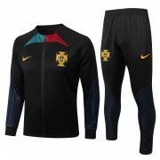 22-23 Portugal Black Soccer Football Training Kit (Jacket + Short) Man