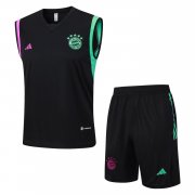 23-24 Bayern Munich Black Soccer Football Training Kit (Singlet + Short) Man