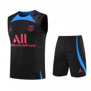 22-23 PSG x Jordan Black Soccer Football Training Kit (Singlet + Short) Man