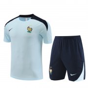 2024 France Blueish Short Soccer Football Training Kit (Top + Short) Man