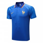 2022 France Blue Soccer Football Polo Top Man