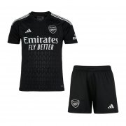 23-24 Arsenal Goalkeeper Black Soccer Football Kit (Top + Short) Youth