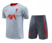 23-24 Liverpool Light Grey Short Soccer Football Training Kit (Top + Short) Man