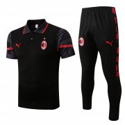 22-23 AC Milan Black Soccer Football Training Kit (Polo + Pants) Man