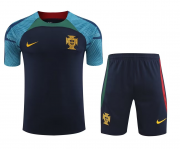 22-23 Portugal Navy Short Soccer Football Training Kit (Top + Short) Man #Pre-Match