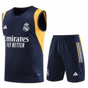 23-24 Real Madrid Deep Blue Soccer Football Training Kit (Singlet + Short) Man