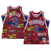 1996-97 Philadelphia 76ers Slap Sticker Allen Iverson Swingman Jersey Man #IVERSON - 3