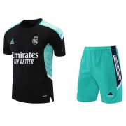 21-22 Real Madrid Black Soccer Football Training Kit (Shirt + Short) Man