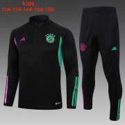 23-24 Bayern Munich Black Soccer Football Training Kit (Sweatshirt + Pants) Youth