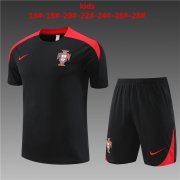 23-24 Portugal Black Short Soccer Football Training Kit (Top + Short) Youth