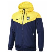 2022 Brazil Hoodie Yellow - Navy All Weather Windrunner Soccer Football Jacket Man