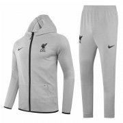 20-21 Liverpool Grey Man Hoodie Jacket Soccer Football Jacket + Pants