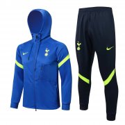 21-22 Tottenham Hotspur Hoodie Blue II Soccer Football Training Kit (Jacket + Pants) Man