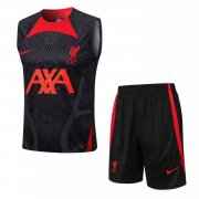 22-23 Liverpool Black Soccer Football Training Kit (Singlet + Shorts) Man