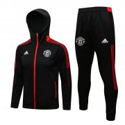 21-22 Manchester United Hoodie Black Soccer Football Training Suit (Jacket + Pants) Man