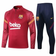 2020-21 Barcelona Burgundy Half Zip Men Soccer Football Jacket + Pants