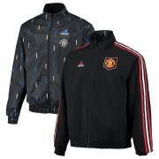 23-24 Manchester United On-Field Team Logo Anthem Reversible Black Full-Zip Soccer Football Windrunner Jacket Man