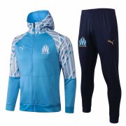 20-21 Olympique Marseille Hoodie Blue Soccer Football Training Suit (Jacket + Pants) Man