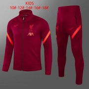 21-22 Liverpool Burgundy Soccer Football Training Suit (Jacket + Pants) Kid's