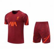 21-22 Liverpool Burgundy Soccer Football Training Suit (Shirt + Short) Man