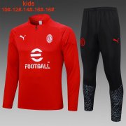23-24 AC Milan Red Soccer Football Training Kit (Sweatshirt + Pants) Youth