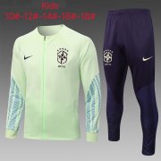 2022 Brazil Green Soccer Football Training Kit (Jacket + Pants) Youth