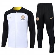 23-24 Chelsea White - Black Soccer Football Training Kit (Jacket + Pants) Man