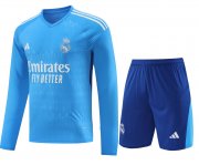 23-24 Real Madrid Goalkeeper Blue Soccer Football Kit (Top + Short) Man #Long Sleeve