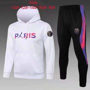 21-22 PSG x Jordan Hoodie White Soccer Football Training Suit(Sweatshirt + Pants) Kids