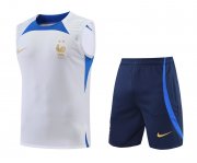 2022 France White Soccer Football Training Kit (Singlet + Shorts) Man