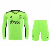 20-21 Ajax Goalkeeper Green Long Sleeve Man Soccer Football Jersey + Shorts Set