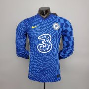 21-22 Chelsea Home Long Sleeve Man Soccer Football Kit #Player Version